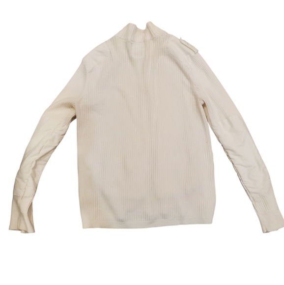 Express Men's White Ribbed Zip Up Cotton Sweater - Large - Picture 5 of 10